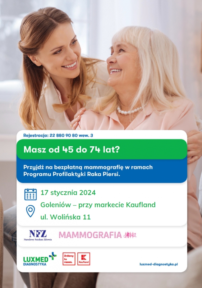 Bezpłatne badania mammograficzne w styczniu 2024 r.